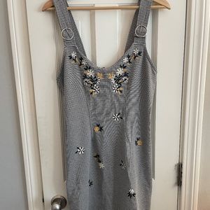 Topshop Black and White Checkered Midi Dress